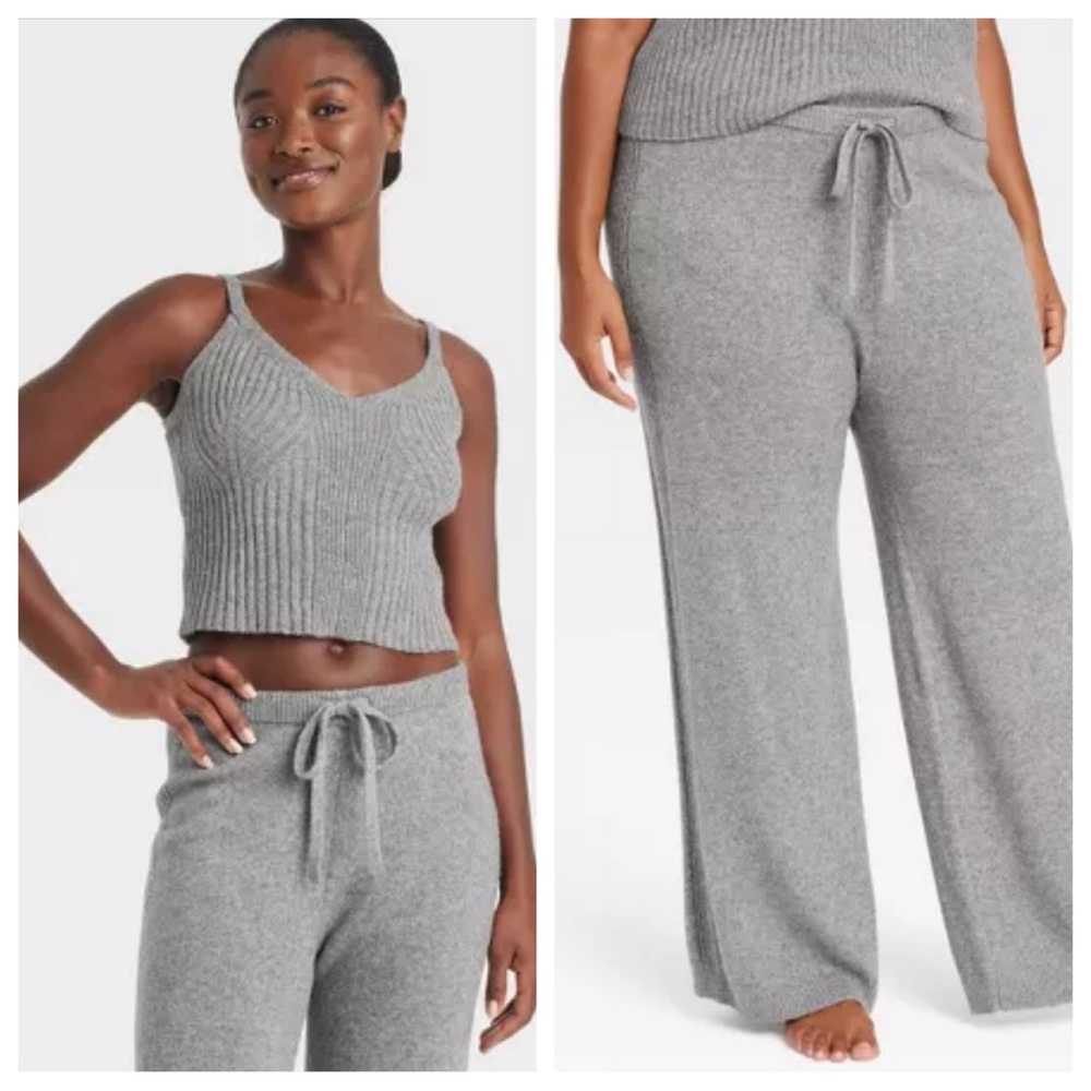 (PANT) Gray Knit Auden Pant Size Medium (Top Sold Separately)